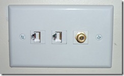 Wallplate with two network jacks and F-type connector