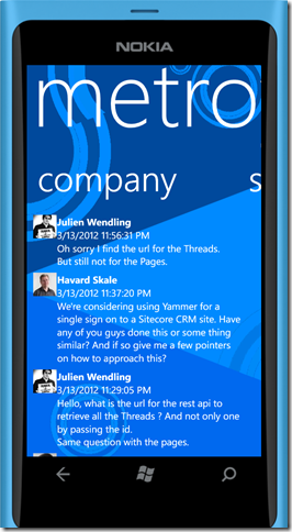 Screenshot of MetroYap on Windows Phone