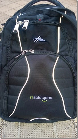Backpack with RL Solutions logo