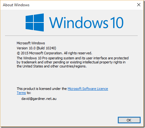 About Windows 10 dialog