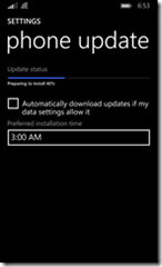 Phone Update screen installing Windows Phone 10
