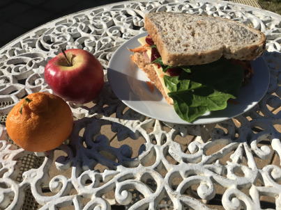 Sandwich with mandarin and apple