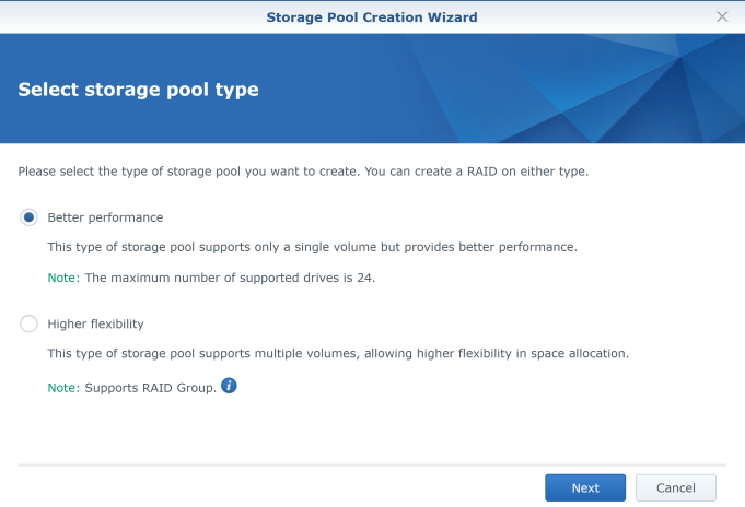 Storage Pool Creation Wizard - Select storage pool type