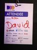 Attendee lanyard for DDD Melbourne, with 'David' written in texta