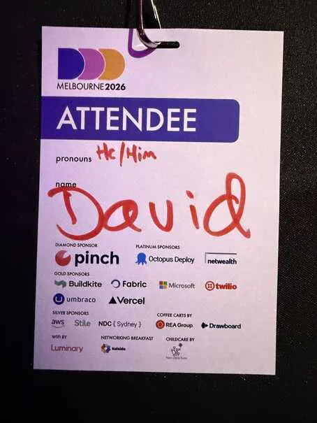 David' attendee lanyard