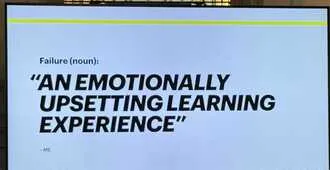 Slide: Amy's definition of failure - "An emotionally upsetting learning experience"
