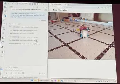 Slide: Screenshot of VS Code with Copilot driving a robot