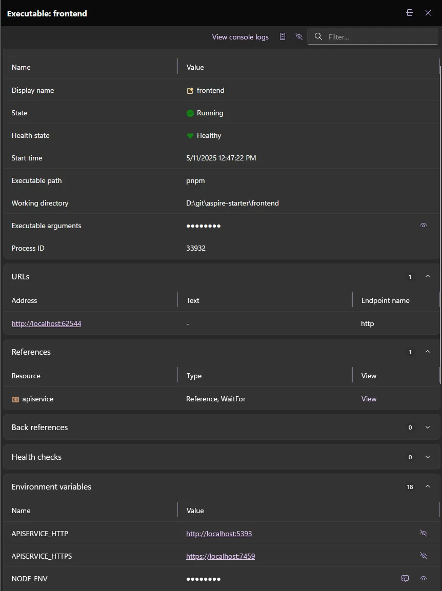 Viewing a service's configuration