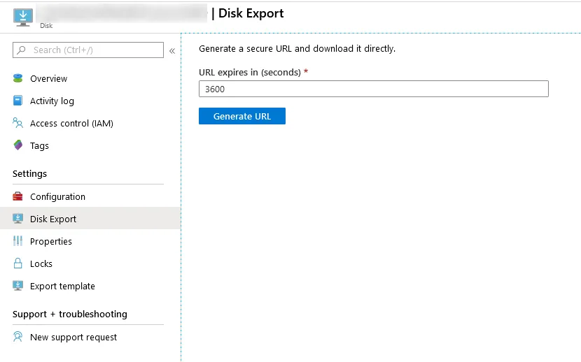 Azure virtual machine disk export