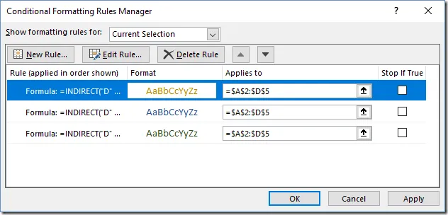 Excel&#x27;s Conditional Formatting Rules Manager dialog box