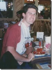 David eating Lobster in Prince Edward Island
