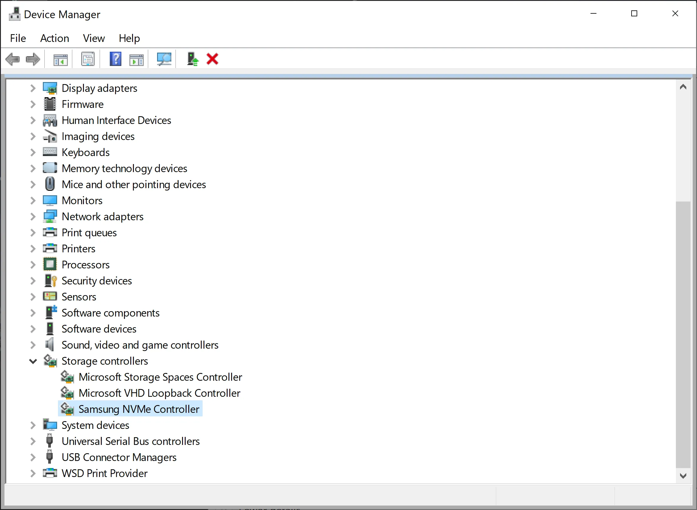 Device Manager, Standard NVM Express Controller