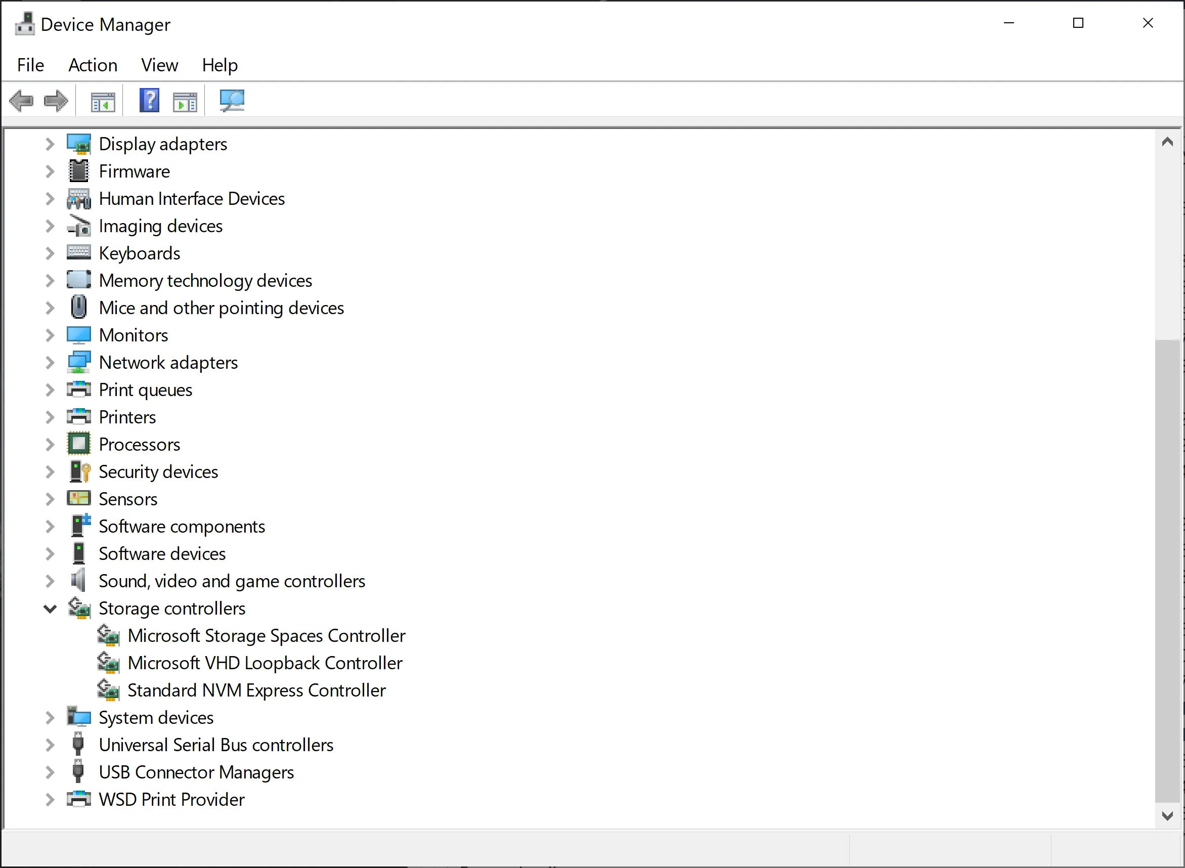 Device Manager, Standard NVM Express Controller