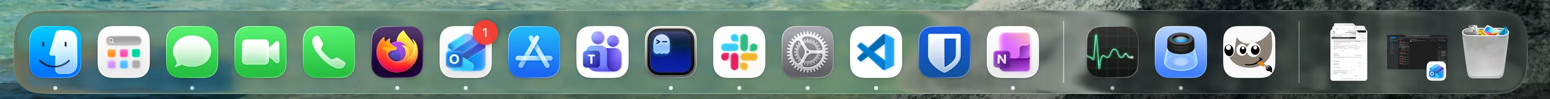 screenshot of dock