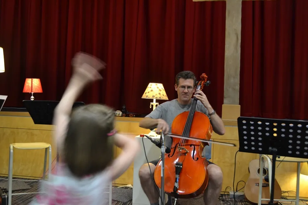 David practising his 'cello