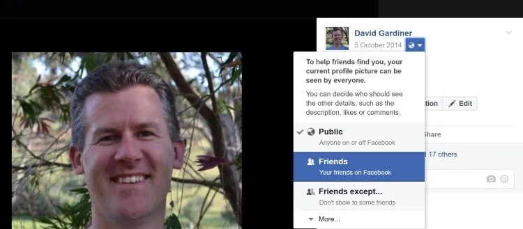 Reviewing profile picture sharing settings