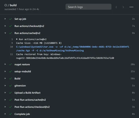 Second build with cache