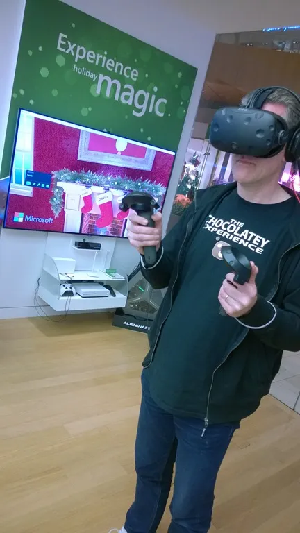David playing with a HTC Vive VR headset