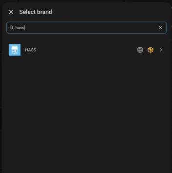 Screenshot of HA searching for HACS