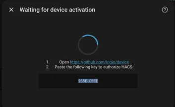 Screenshot of HA waiting for HACS activation