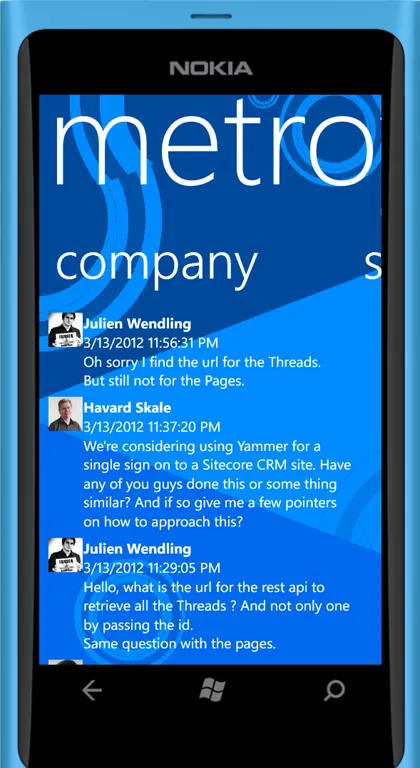 Screenshot of MetroYap on Windows Phone
