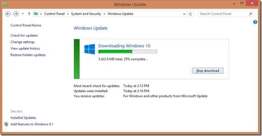 Downloading Windows 10