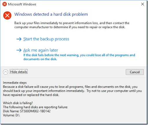Windows dialog