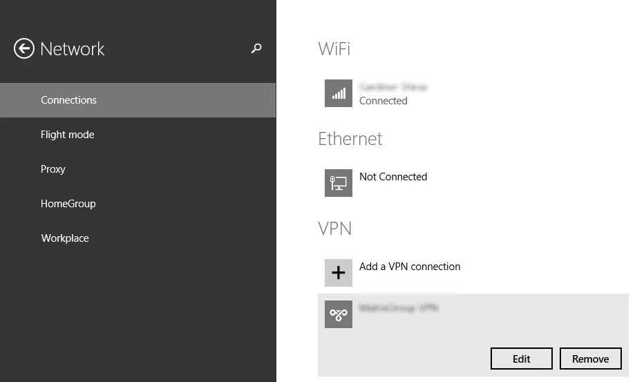 Windows 8.1 VPN Settings