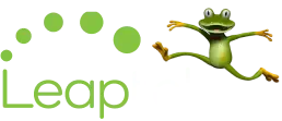 Leaptel logo with jumping frog