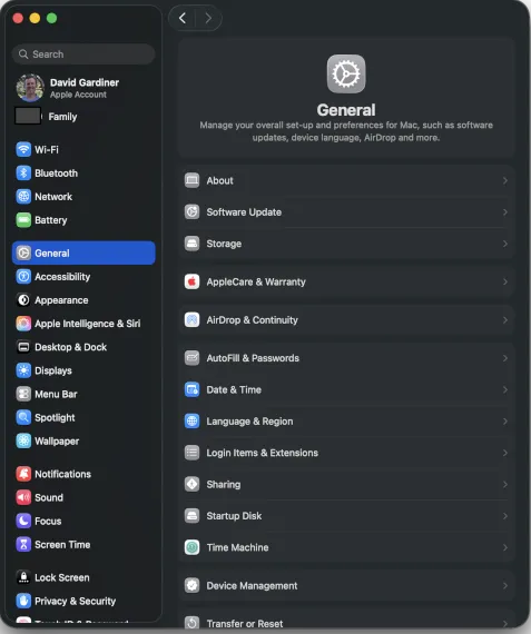 Screenshot of macOS System Settings