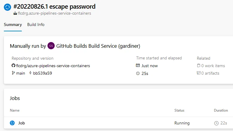 YAML pipeline build running