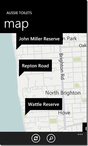 'Aussie Toilets' map screen