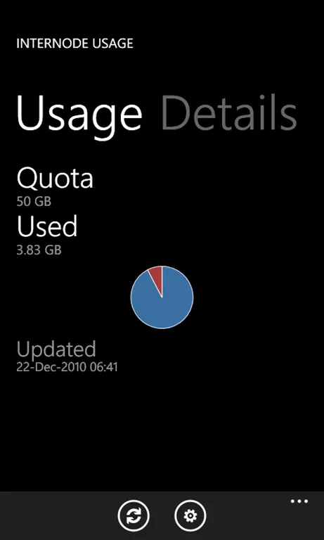 Screen grab of Internode Usage app