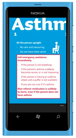 Screenshot of Asthma First Aid running in Nokia Lumia 800