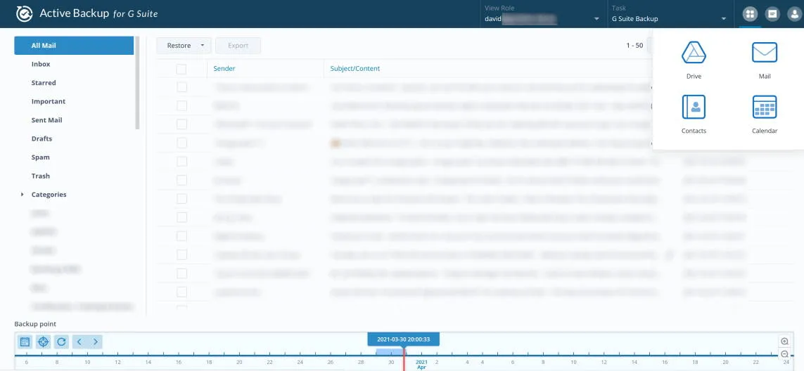 Active Backup for G Suite Portal