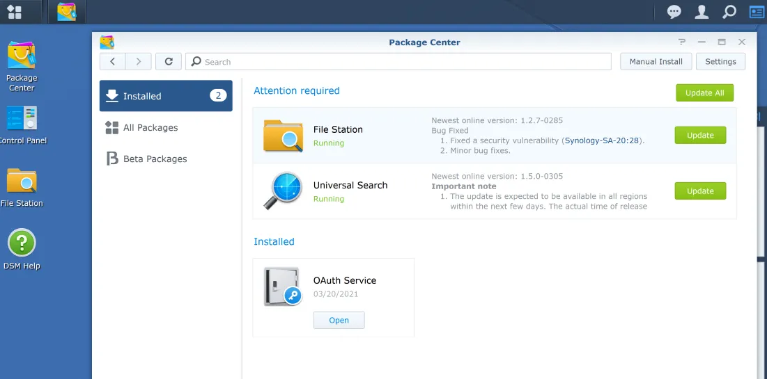Packages pending updates