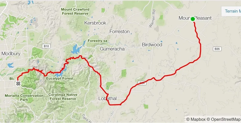 Map from Mt Pleasant to Campbelltown