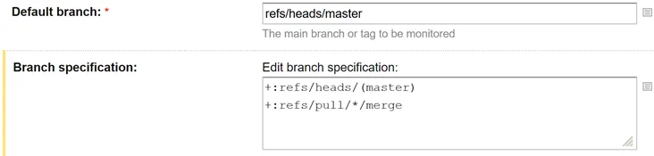 TeamCity branch specification page