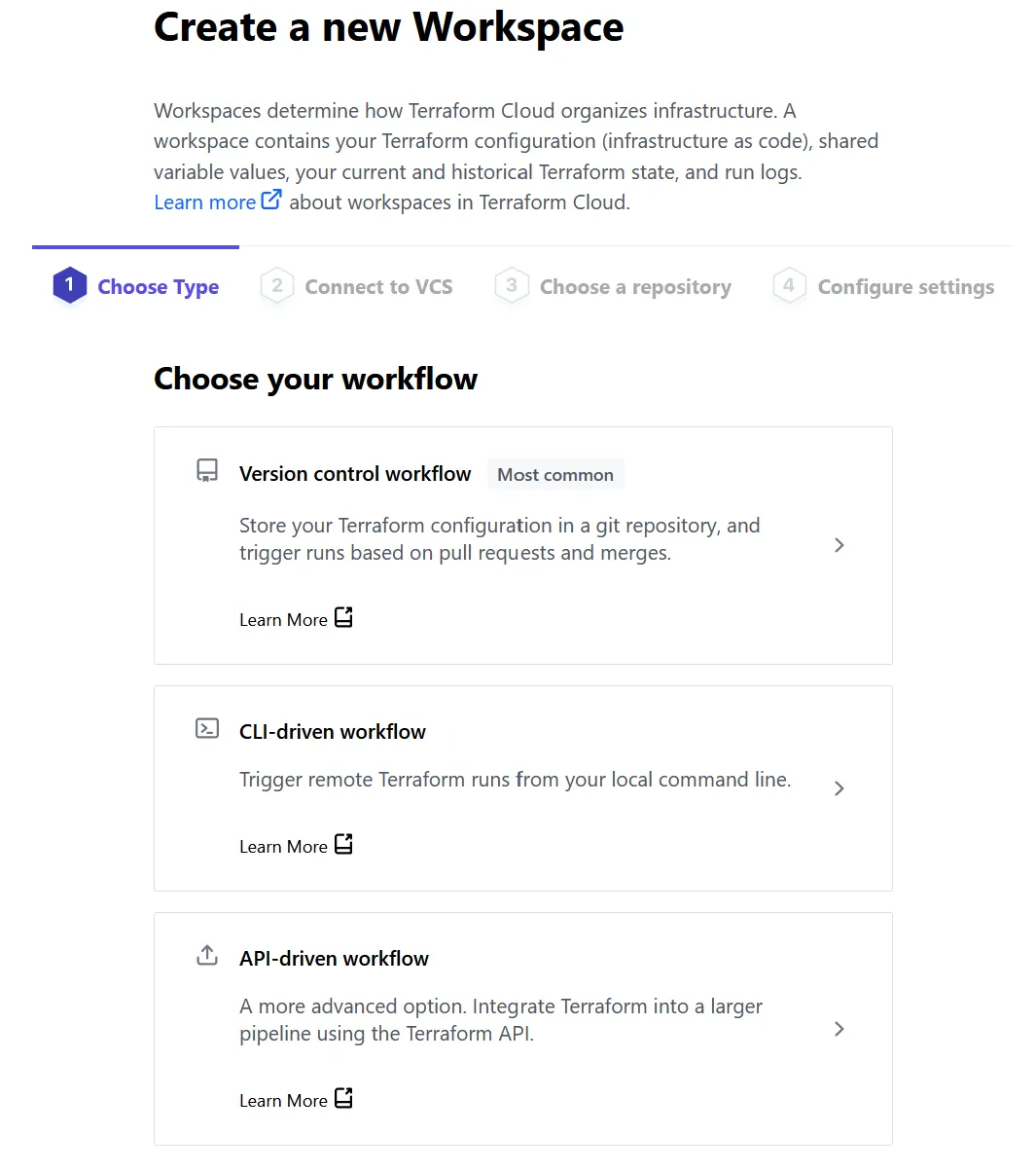 Terraform Cloud - Create a new workspace