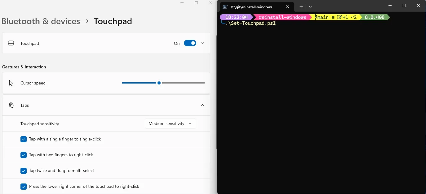Demo of script disabling touchpad&#x27;s &#x27;tap with single finger to single-click&#x27;