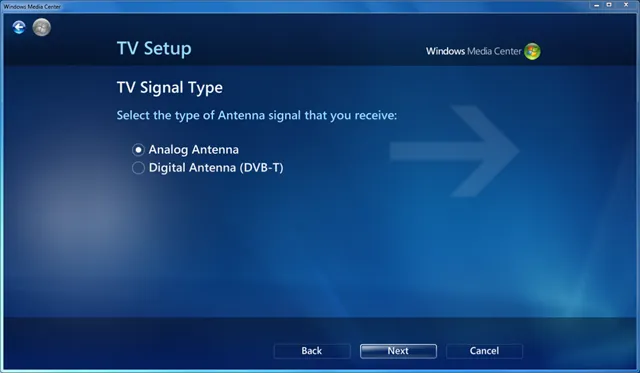 First, choose Analogue antenna