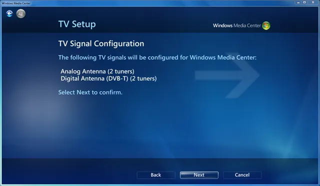 2 analogue and 2 digital tuners will be configured