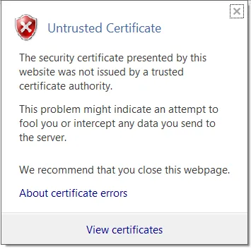 Untrusted certificate
