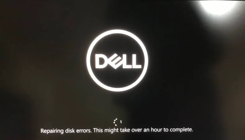 Windows screen with disk repair