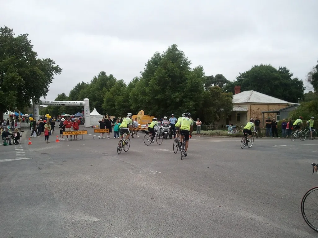 Cyclists rounding a corner