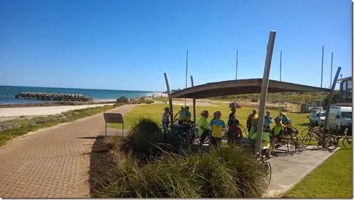 Riders having a break on the way to Outer Harbour