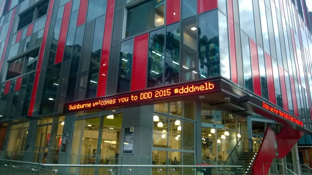 Swinburne University with DDD sign