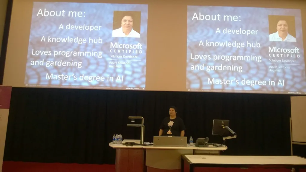 Sarah presenting her talk