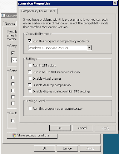 Compatibility for all users dialog