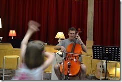 David practising his 'cello